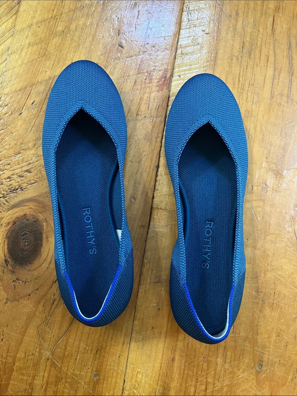 New Rothy's Sea Blue Knit Round-Toe Flats